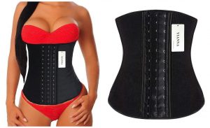 sexy model in YIANNA Women’s Latex Sports Girdle Waist Training Corset Waist Shaper