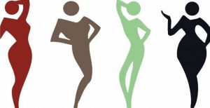 Woman's body shape on white background