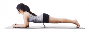 Woman is doing plank exercise.