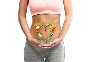 a heart that made of healthy food around the waist