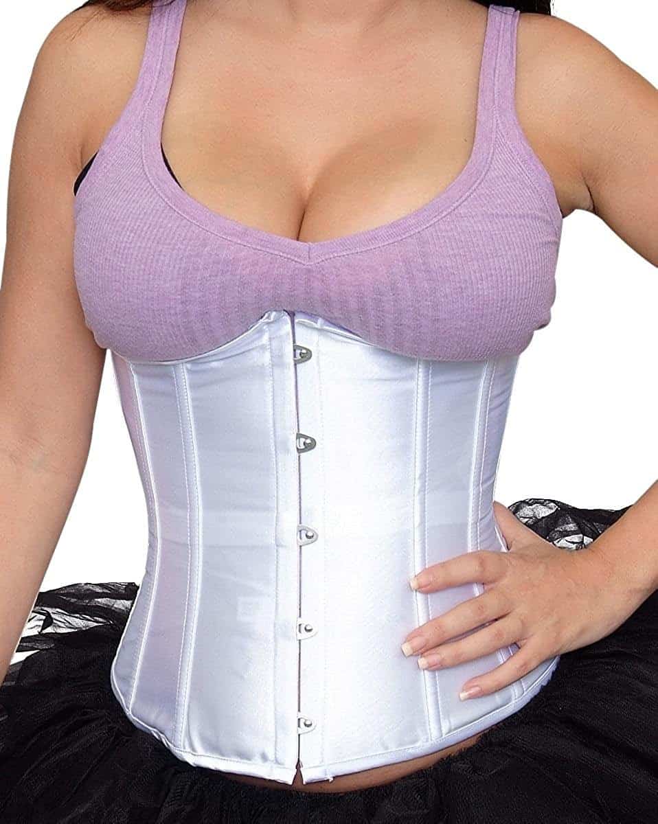 Model with Bonitaz Women's Plus-Size Sweetheart Corset on the white.