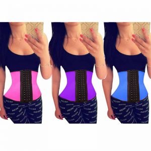 Three different color of waist training corsets