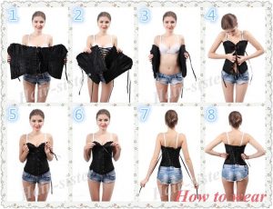 Eight step for how to wear a corset.