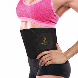 Perfotek Waist Trimmer Belt with model on white background.