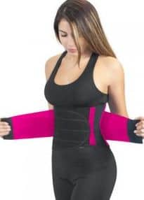 Woman putting her waist trainer on