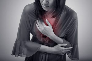 Woman suffering from acid reflux