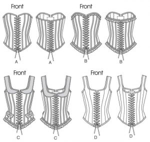 Typical corset boning patterns