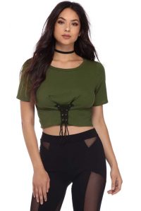 Olive corset tee