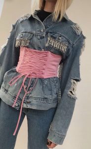 Corset belt over a denim