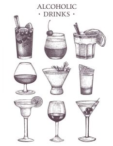 Set of alcoholic drinks