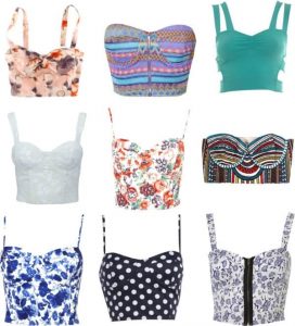 Different styles of hipster corset tops