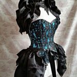 Gothic black and green masquerade corset