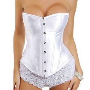 Plastic boned corset showed on white background.