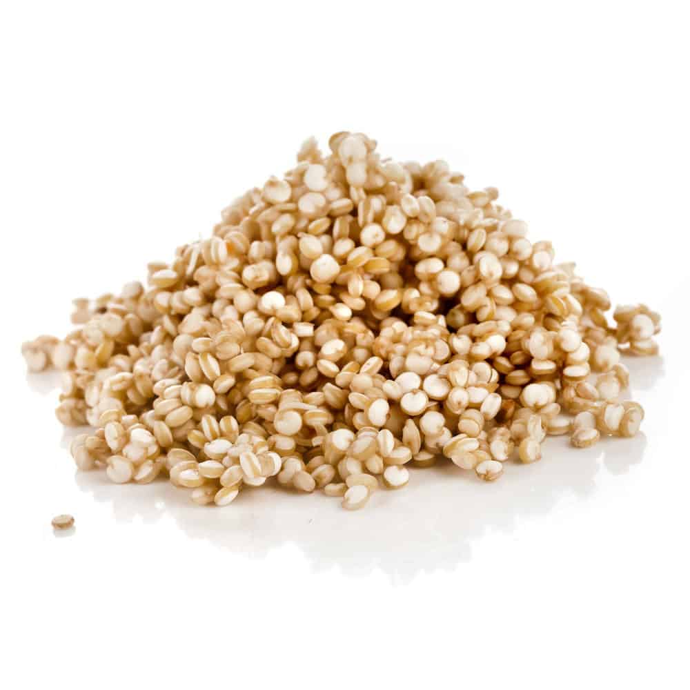 Quinoa seed grain close up macro shot isolated on a white background.