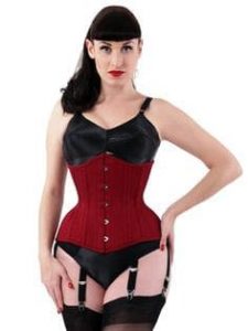 Red classic waist training underbust corset