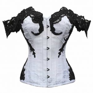 Black and white sleeve lace corset top