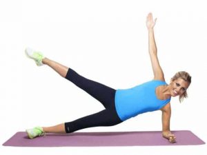 Star plank exercise on white background