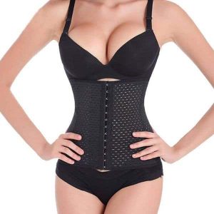 Steel boned corset showed on white background.