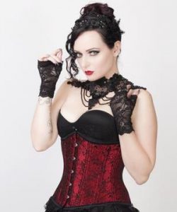 Black and red underbust corset