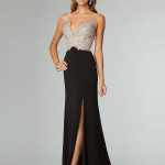 black V-neck corset dress