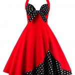 Red and black bowknot vintage corset dress