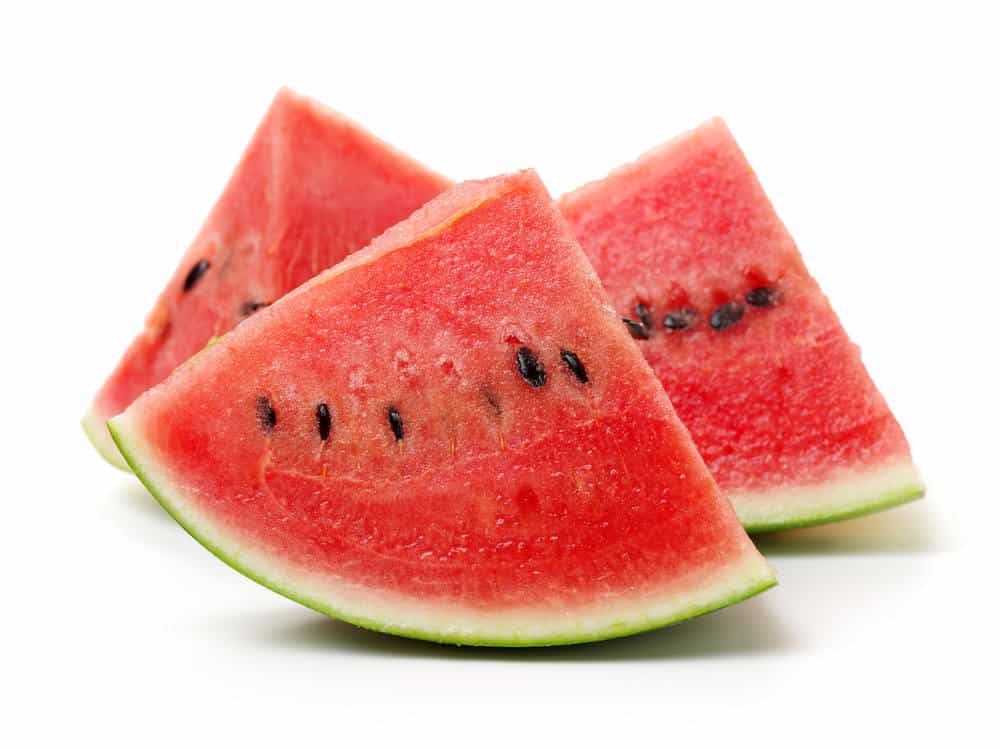 Slice of watermelon on white background.